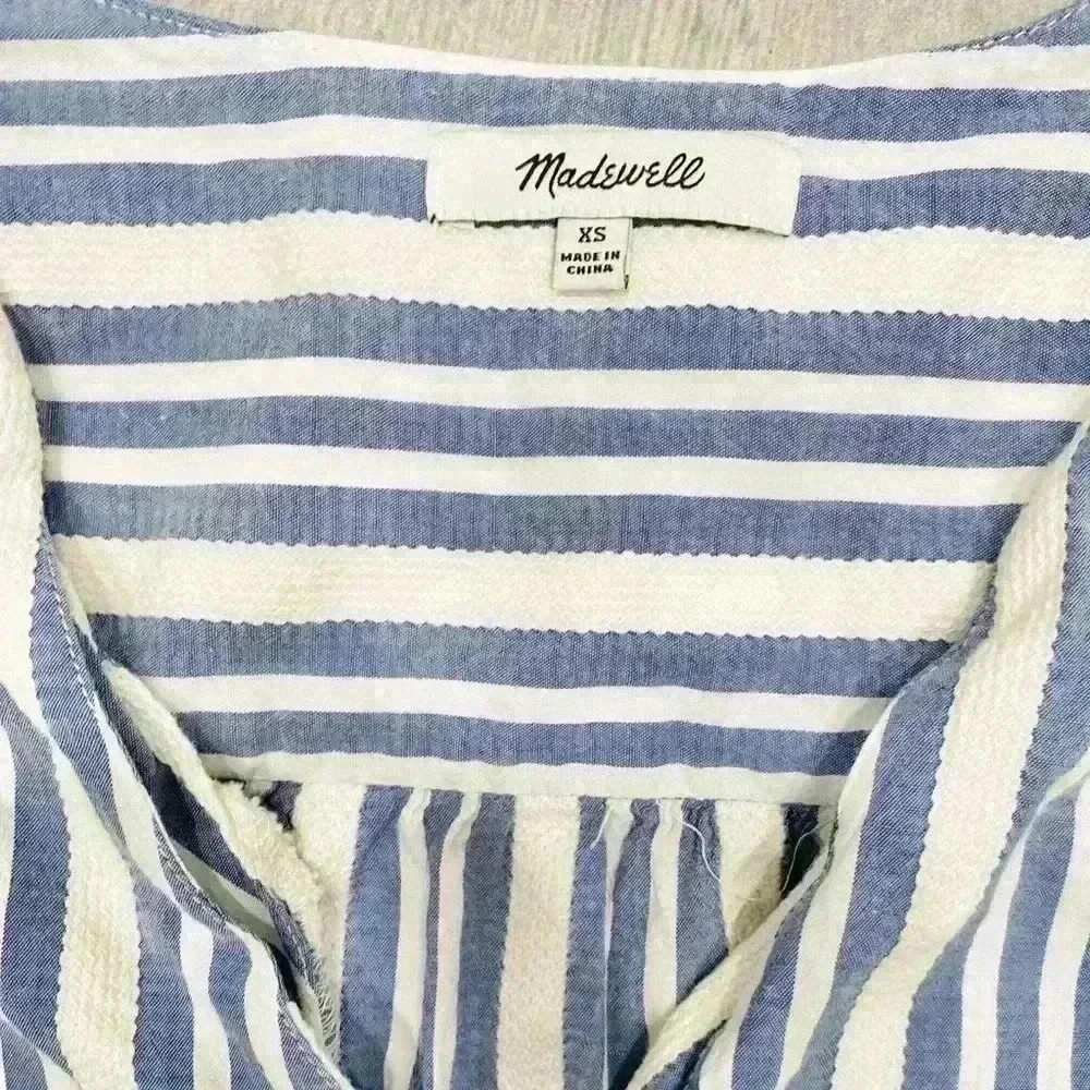 Madewell buttoned v-neck striped top size XS - Picture 2 of 2